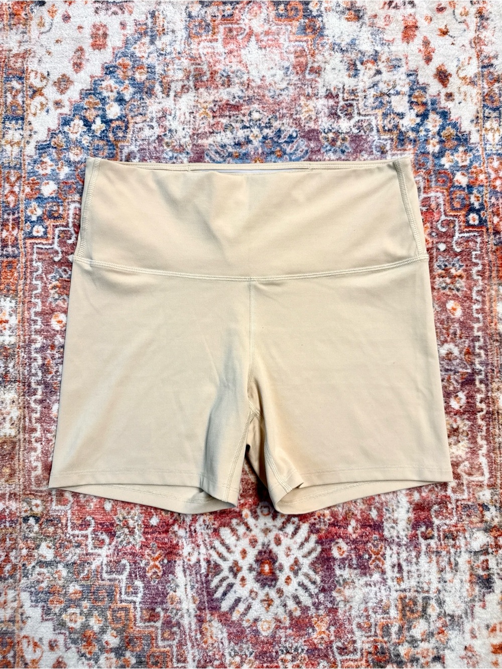 All In Motion Biker Shorts High Rise Beige/Tan Large Hidden Pocket